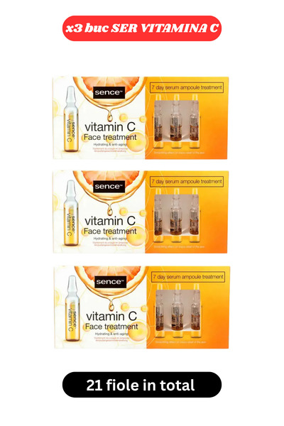 SENCE 3x pachete Ser Fata Fiole Vitamina C 7 fiole x2ml (21 fiole in total)