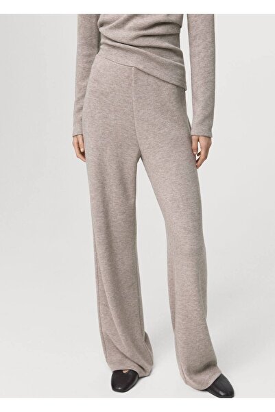 MANGO Woman Beli bağcıklı düz kesim pantolon