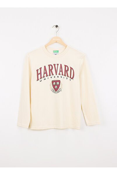 Benetton Printed Cream Boy's T-Shirt 3Ivwc10Pw