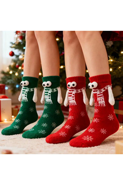 Xevo Christmas Socks Holding Hands, longziming, 2 pairs, multicolor, one size