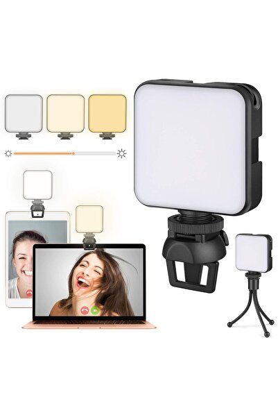 TERRION Video Conference Lighting Kit - Clip & Tripod, Dimmable Rechargeable USB Webcam Light