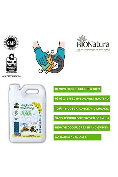 Bionatura Organic Dish Wash, Plant-Based Biodegradable Dish Soap - 5 L