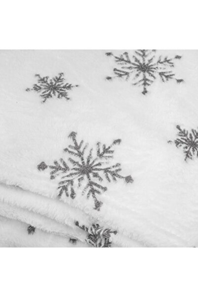 OEM Velvety Christmas double white blanket with gray glitter snowflakes 220x200 cm