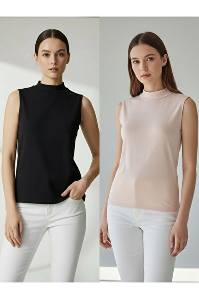 ENDAMIM 2 Pack Short Fishing Collar Combed Cotton Thin Soft Textured Lining / Underwear