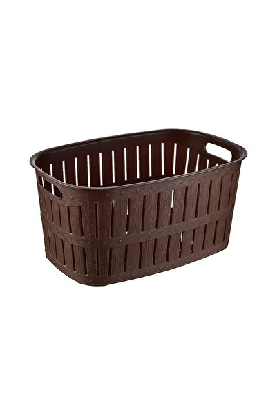Tuffex Bambu Ahşap Görünümlü Çamaşır Sepeti 27 LT-Kahverengi