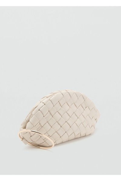MANGO Woman Örgü desenli deri clutch çanta