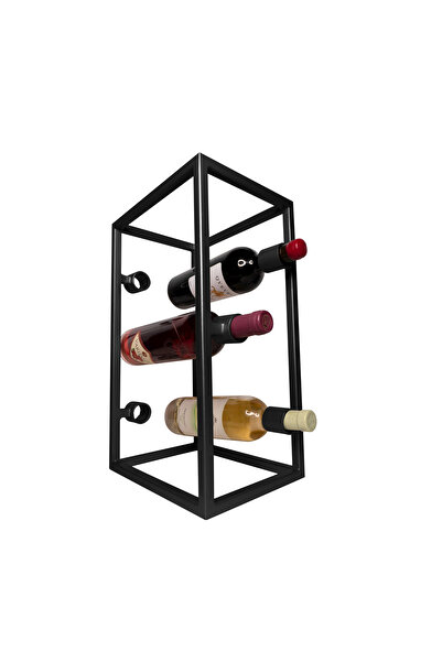 fromro Ράφι κρασιών Enovio, ματ μαύρο μέταλλο — μοντέρνο κομψό σχέδιο, 6 μπουκάλια