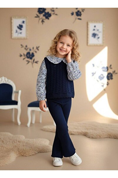 Bloom BBK390 Lacivert Çiçekli Kız Çocuk Takım