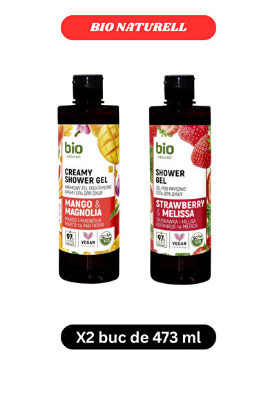 BIO Naturell Gel de dus pachet x2 buc 473ml fiecare Capsuna si Mango