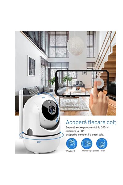 stuffix Wireless Smart Security Camera 1080p, Two‑Way Audio, 360° Rotation, Night Vision