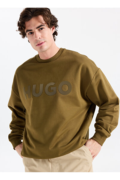 HUGO Bisiklet Yaka Haki Erkek Sweatshırt 50538778_Dinex