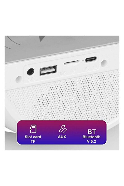 ELMHURST 3-in-1 Multifunction Speaker — Wireless Charger, LED Lamp with RGB Ambient Light, Bluetooth — Wh