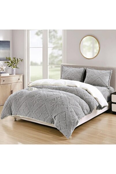 MHR Cocolino plush bedding, double, 4 pcs — fitted 180x200, duvet 200x230, 2 pillowcases, light gray