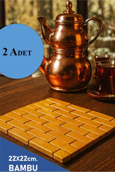 TARIK HOME 2 Adet Dekoratif Doğal Bambu Nihale 22x22 cm - Isıya Dayanıklı, Mo...