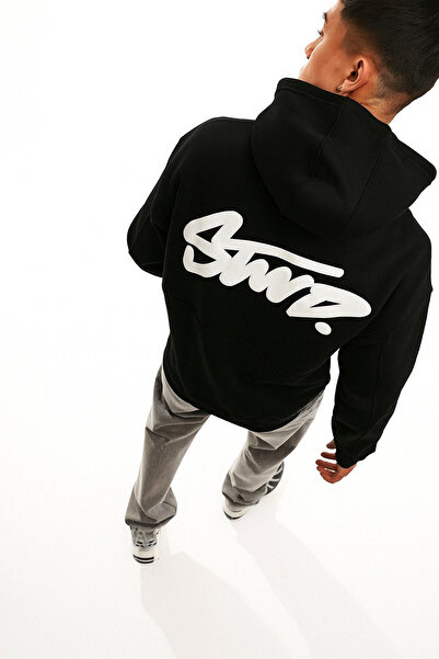 CLASSY.MODA Hanorac unisex cu 3 fire O supradimensionat SWND cu text B cu imp...