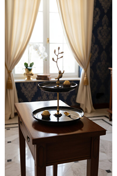 Montdekor Handmade Decorative Marble Stone Plate with Bronze Pattern (22X22X3...