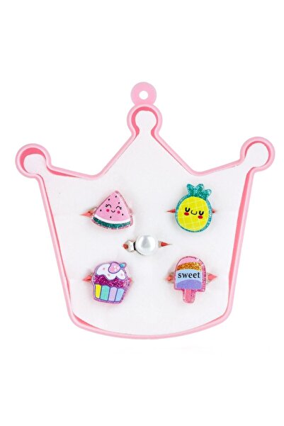 OEM Summer Rings - Watermelon, Pineapple, White Pearl, Cupcake & Ice Cream Crown for Kids - 5 pcs