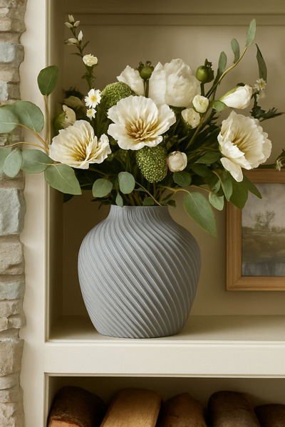 DOAN HOME مزهرية رمادية حديثة ذات ملمس حلزوني