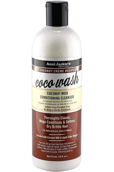 Aunt Jackie's غسول ومرطب بحليب جوز الهند من كوكو ووش، 355 مل (12 أونصة)