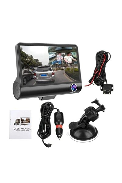 TrendyLux Cameră Auto Triplă Full HD, Ecran 4" Touch, Înregistrare 170°, Night Vision, G-Sensor