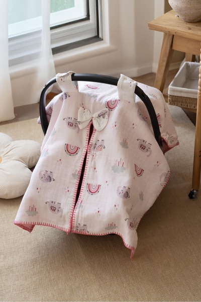 lizayn home 100% Cotton Double-Sided Muslin Stroller Cover