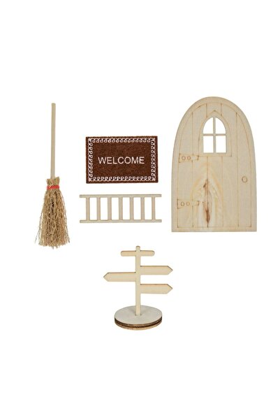 OEM Wooden craft set with door, ladder, sign, broom and 'WELCOME' mat, 5 pieces, age 6