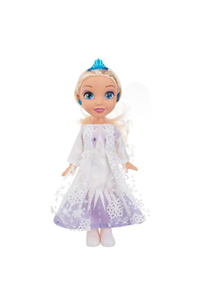 OEM Princess doll, blond hair, white and lilac dress with snowflakes & jewelry, 29 cm