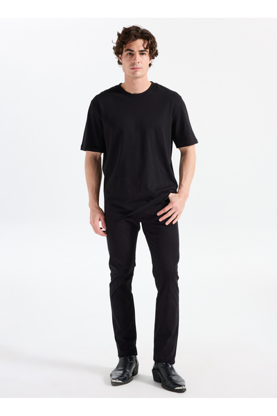 BOSS Normal Bel Normal Paça Slim Fit Siyah Erkek Pantolon Delaware
