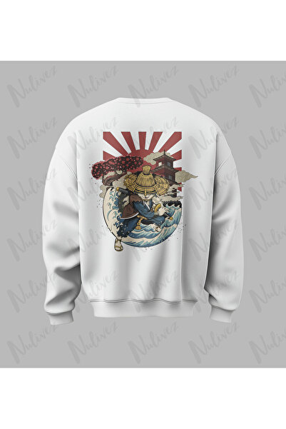 Nulivez سويت شيرت بتصميم الساموراي مطبوع عالي الجودة للجنسين قصة فضفاضة برقبة...