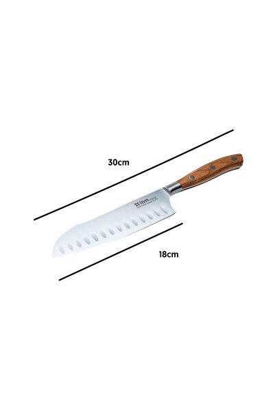 Lätt Home Μαχαίρι Santoku 18 cm, Skärpa, λεπίδα από ανοξείδωτο ατσάλι, λαβή από ξύλο φλαμουριάς, ασημί