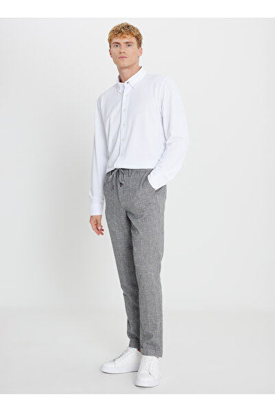 ALTINYILDIZ CLASSICS Tied Waist Regular Leg Slim Fit Navy Blue Men's Trousers Ace001252270_Lac