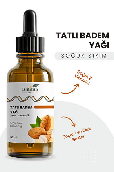 LUMİNAOİL Tatlı Badem Yağı 50 Ml %100 Saf ve Doğal (Saç Ve Cilt Bakım Yağı) Sweet Almond Oil