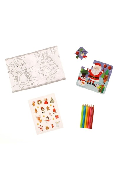 OEM Christmas activity set - puzzle, drawing, stickers 6.5x18.5cm