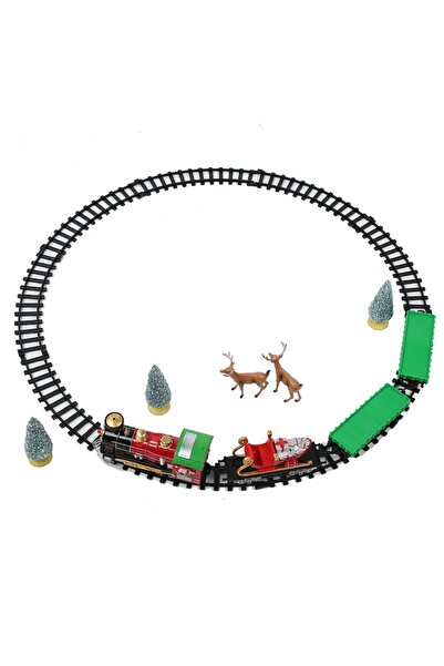 Fokelyi Christmas Electric Train Toy Set with Music, Easy Assembly, Multicolor, 52x36x8.5 cm