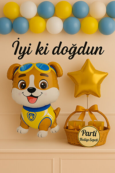 parti hediye sepeti Paw Patrol Köpek Temalı Doğum Günü Balon Süs Seti | Yıldı...
