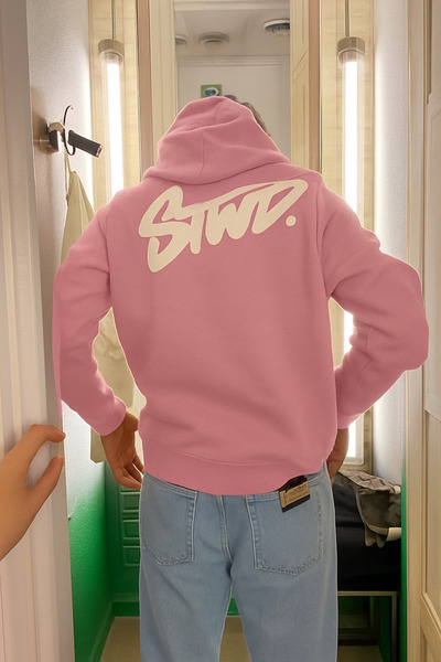 CLASSY.MODA Unisex 3 Yarn O Oversized Swnd Lettering B Printed K Hooded Street Style Sweatshirt with Kangaroo Pocket