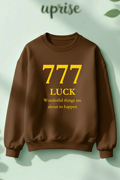Vordevia Hanorac supradimensionat cu imprimeu 777 Luck, din bumbac, 3 fire, g...