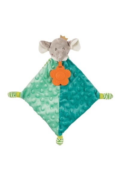 OEM Mini Baby Blanket with Elephant Teething Toy Light Green 35x33 cm