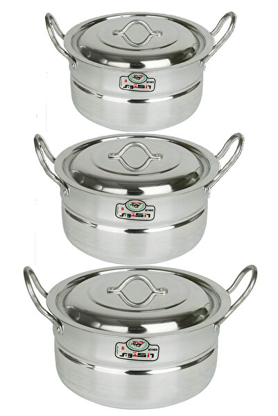 october Set of 4 large aluminum pots with two handles, 6th of October brand, sizes 24 cm, 26 cm, 28 cm