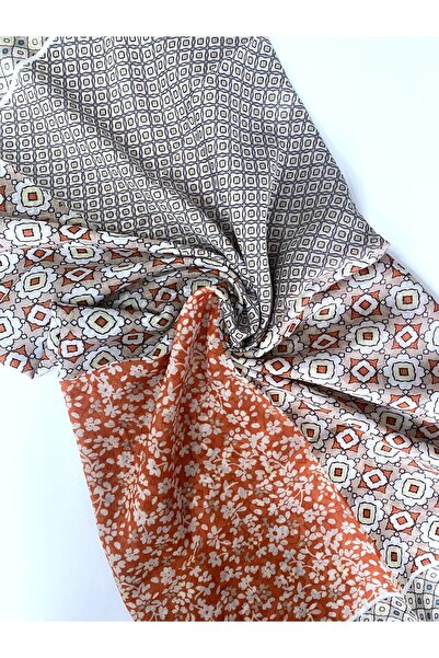 GOX شال قطني بنمط هندسي مزهر بلونين