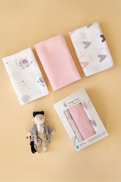 lizayn home Multi-Purpose Muslin Blanket & Blanket Set of 3 100% Cotton Oeko-Teks Certified 80X80 cm