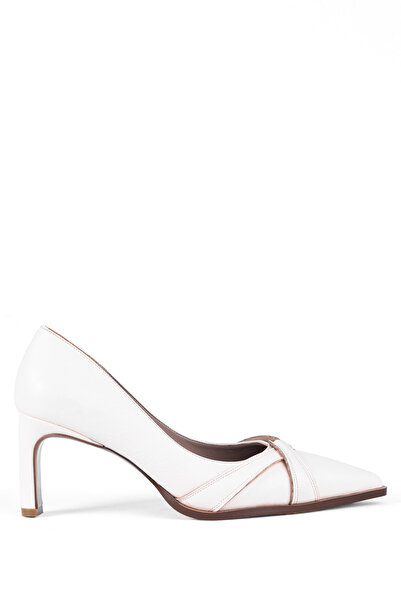 MARY Modern Curve Cross Band Detailed Thin Heel Pointed Toe Classic Style Women's Heeled Shoes