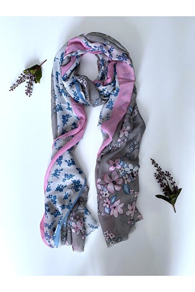 GOX Floral Pattern Double Color Cotton Shawl