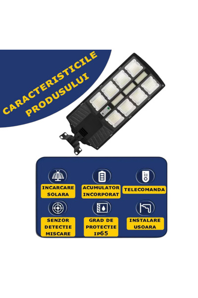 ELMHURST Integrated solar street lamp with remote control, 150 W, neutral light, motion sensor