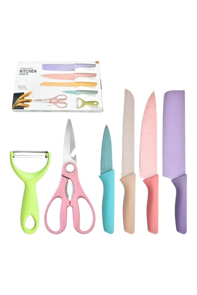 genric 6-piece stainless steel knife set, colored 00298