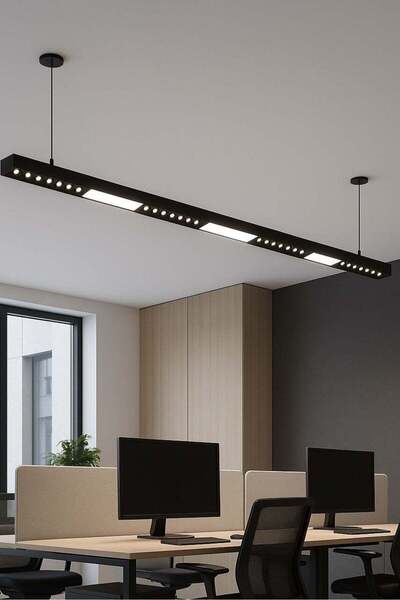 genernic مصباح سقف حديث - 120 سم - 40 واط - إضاءة دافئة 3000 كلفن - أسود