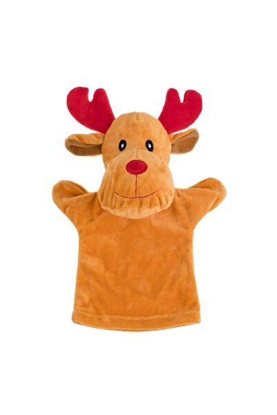 OEM Brown Christmas Reindeer Plush Puppet for Puppet Theater, 28 cm