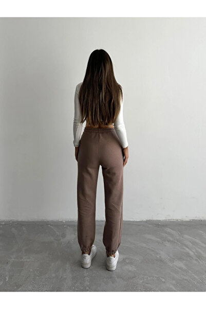 ZENGEZUR MALL Mtxdpn 3 Threaded Fleece-Lined Leggings with Elasticated Legs Mink İs001 (220738) (Size: L)