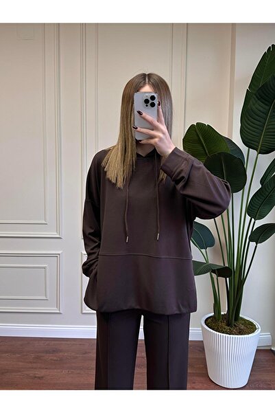 Alyalisbutik طقم بدلة رياضية مودال بقلنسوة - بني