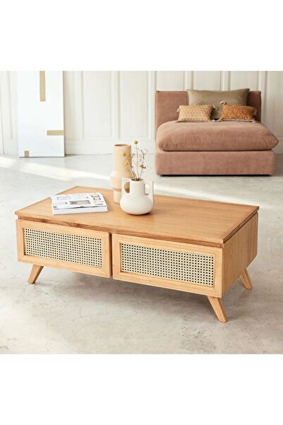 WoodenDecoration01 Nova Masif & Rattan Orta Sehpa